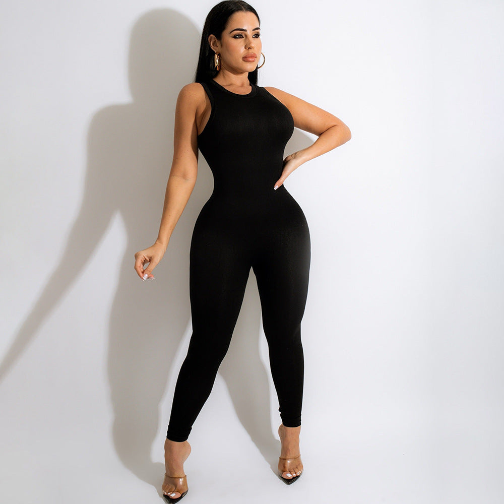 Women's Fashion Sports Casual Sleeveless Jumpsuit Trousers