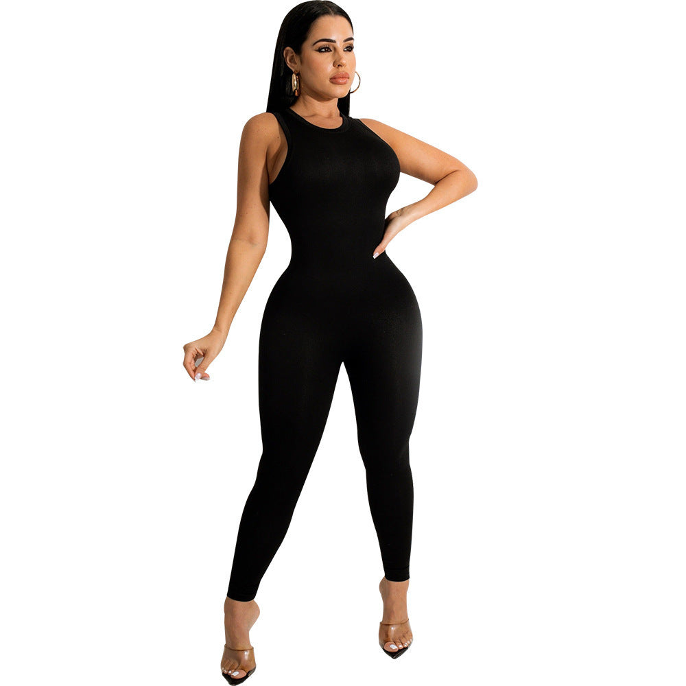 Women's Fashion Sports Casual Sleeveless Jumpsuit Trousers